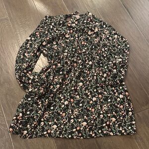 Paper Crane Black Floral Dress with Pink and Orange Blooms